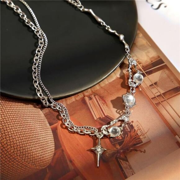 37pcs silver jewelry set necklaces bracelets hoop earrings rings cuffs for women - Picture 6 of 7